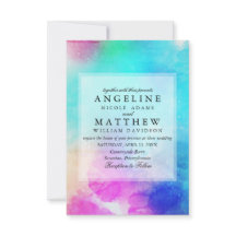 Moderne rosa Leaf Wasserfarbe Einladung Hochzeit