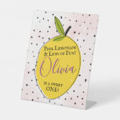 Moderne rosa Lemonade 1. Geburtstag Willkommen Sockelschild (Vorderseite)