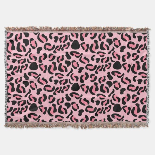 Moderne rosa Leopard-Anthrazit Tiermuster Decke (Vorderseite)