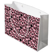 Moderne rosa Leopard Muster Tier Große Geschenktüte (Rückseite Schrägansicht)