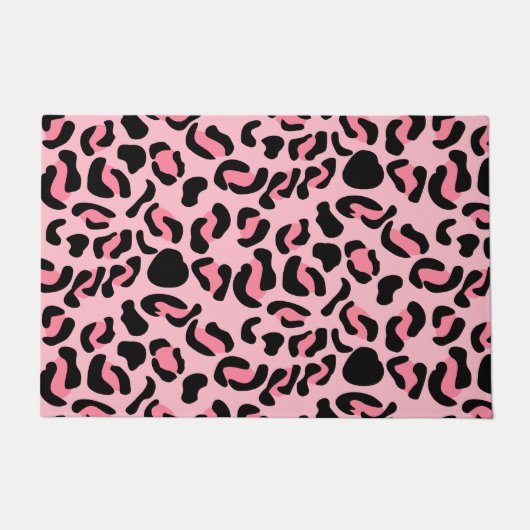 Moderne rosa Leopard-Muster-Tiere Fußmatte (Vorderseite)