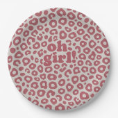 Moderne rosa Leopard Oh Mädchen! Baby Shower Pappteller (Vorderseite)