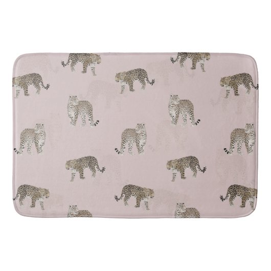 Moderne rosa Leoparden Jungle Tiere Badematte (Vorderseite)