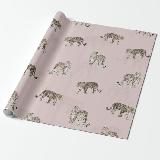 Moderne rosa Leoparden Jungle Tiere Geschenkpapier (Ungerollt)