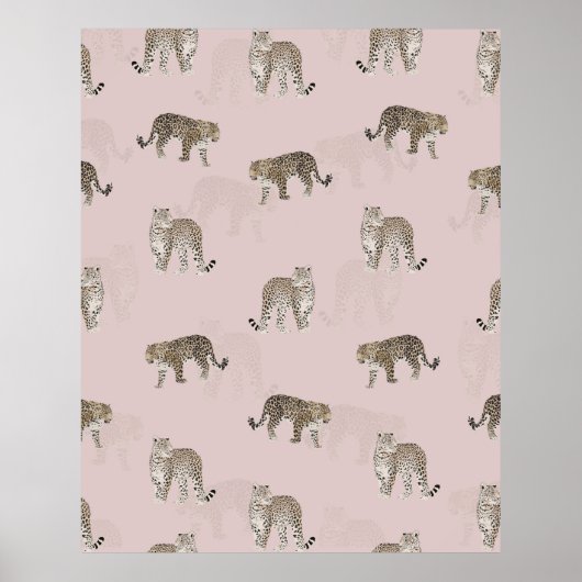 Moderne rosa Leoparden Jungle Tiere Poster (Vorne)