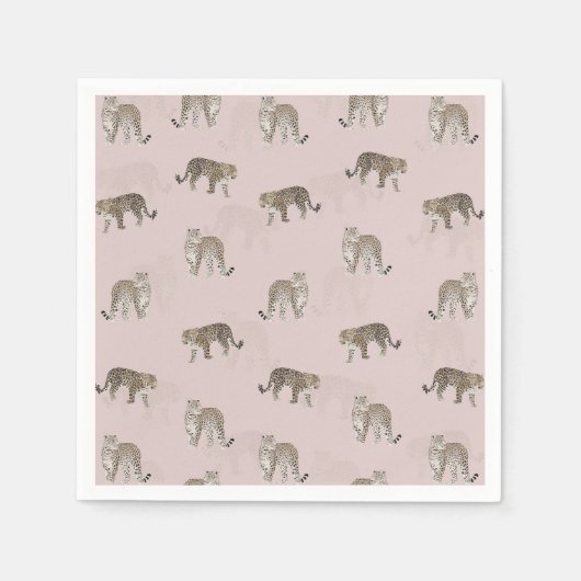 Moderne rosa Leoparden Jungle Tiere Serviette (Vorderseite)