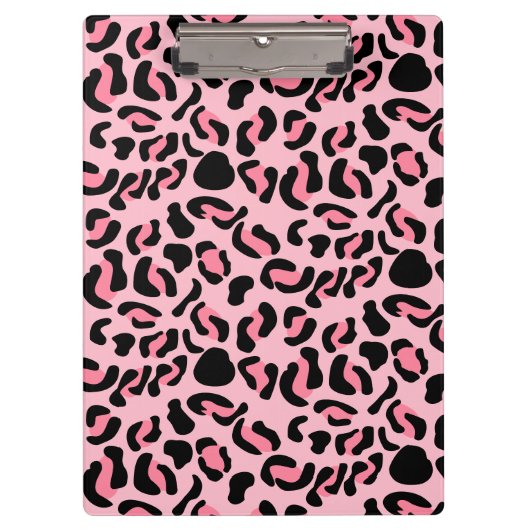 Moderne rosa Leopardendruck Tiere Klemmbrett (Vorderseite)