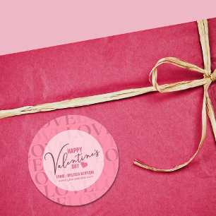 Moderne rosa Liebe Glücklicher Valentinstag Runder Aufkleber