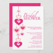 Moderne rosa Liebe-Herz-Brautparty-Einladung Einladung (Vorne/Hinten)
