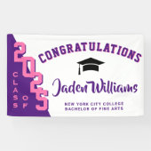 Moderne rosa Lila Abschluss Class of 2025 Party Banner (Horizontal)