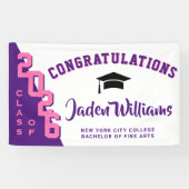 Moderne rosa Lila Abschluss Class of 2025 Party Banner (Horizontal)