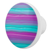 Moderne rosa Lila Aqua Stripes Keramikknauf (Rechts)