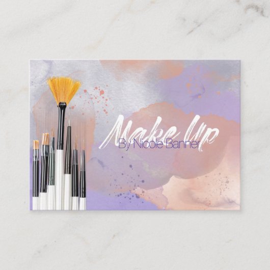 Moderne rosa Lila Aquarellpinsel Visitenkarte (Vorderseite)