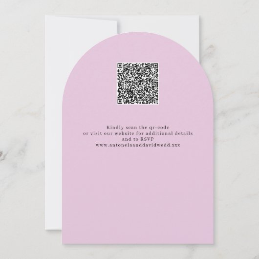 Moderne rosa Lila Bläserblüte QR-Code Hochzeit Einladung (Rückseite)