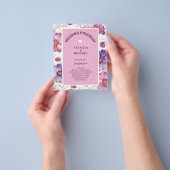 Moderne rosa lila Blumen-Hochzeitsprogramm Flyer (Gruppe)