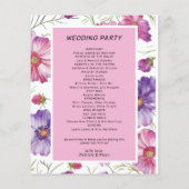 Moderne rosa lila Blumen-Hochzeitsprogramm Flyer (Hinten)