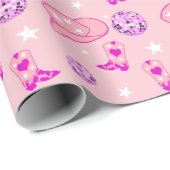 Moderne rosa Lila Disco Ball Cowgirl Hat Boost Geschenkpapier (Rolleneckpunkt)