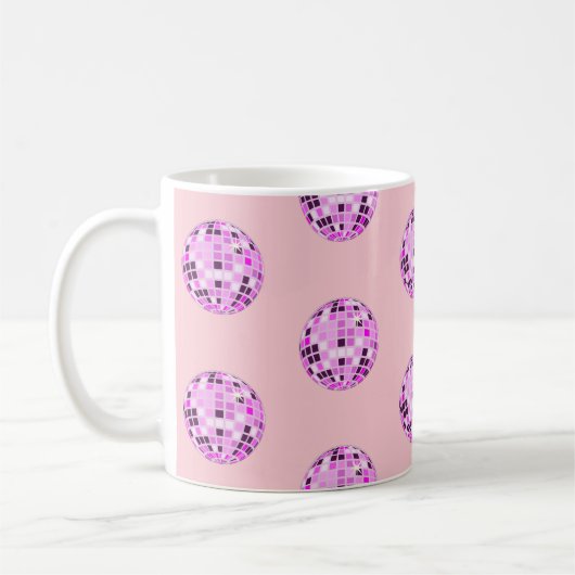 Moderne rosa Lila Diskothek Ball Muster Pastellros Kaffeetasse (Links)