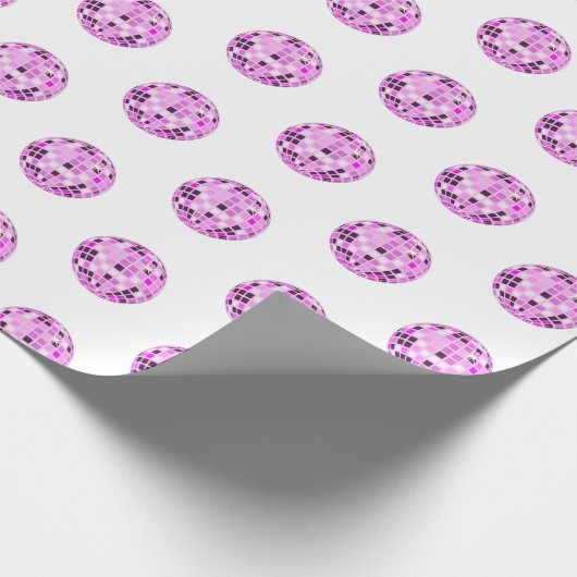 Moderne rosa Lila Diskothek Ball Muster Weiß Geschenkpapier (Ecke)
