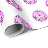 Moderne rosa Lila Diskothek Ball Muster Weiß Geschenkpapier (Rolleneckpunkt)