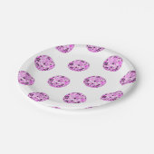 Moderne rosa Lila Diskothek Ball Muster Weiß Pappteller (Schrägansicht)