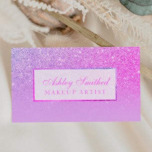 Moderne rosa lila Glitzer Lavendel ombre Make-up Visitenkarte