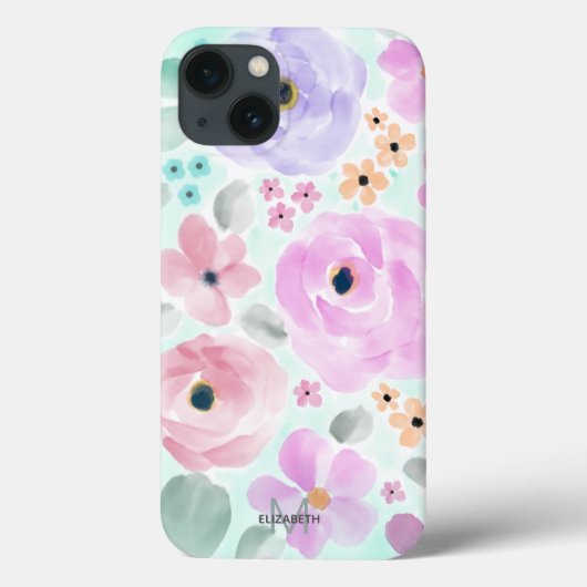  Moderne rosa Lila grüne Aquarellfarben Kunst Case-Mate iPhone Hülle (Rückseite)