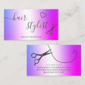 Moderne, rosa lila Metallschere Visitenkarte (Vorne/Hinten)