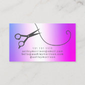 Moderne, rosa lila Metallschere Visitenkarte (Rückseite)