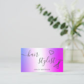 Moderne, rosa lila Metallschere Visitenkarte (Stehend Vorderseite)