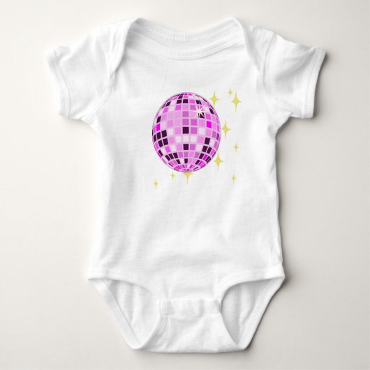 Moderne rosa Lila Retro Diskothek Ball Baby Strampler (Vorderseite)
