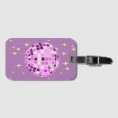 Moderne rosa Lila Retro Diskothek Ball Gepäckanhänger (Vorderseite (Horizontal))