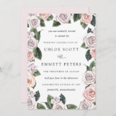 Moderne Rosa Lila Rose Botanische Hochzeit Einladung (Vorne/Hinten)