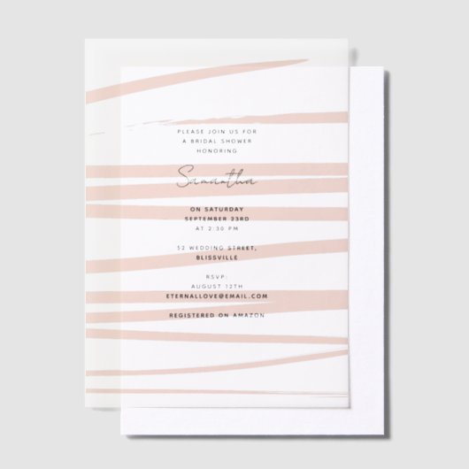 Moderne Rosa Linien, Abstraktes Brautparty Pergament Einladungen (Versetzt)