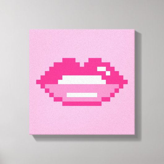 Moderne rosa Lippen küssen Pixel Art Leinwand druc (Vorderseite)