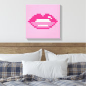 Moderne rosa Lippen küssen Pixel Art Leinwand druc (Insitu (Schlafzimmer))