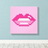 Moderne rosa Lippen küssen Pixel Art Leinwand druc (Insitu (Holzboden))
