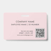 Moderne rosa Logo Mitarbeiter-ID Ausweis (Rückseite)