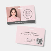 Moderne rosa Logo Mitarbeiter-ID Ausweis (Vorder- & Rückseite)