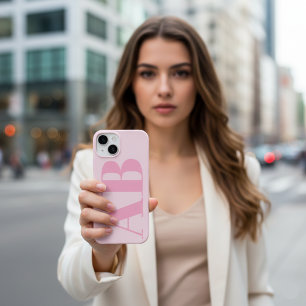 Moderne rosa Mädchen-Anfangs-Monogramm-Minimal-Cas iPhone 14 Hülle