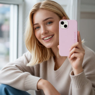 Moderne rosa Mädchen-Anfangs-Monogramm-Minimal-Eta iPhone 14 Hülle