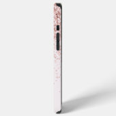 Moderne rosa Mädchen-Glitter-Initialen-Monogramm iPhone Hülle (Linke Seite)