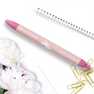 Moderne rosa magische Einhorn-Kindernamen-Tinte Kugelschreiber