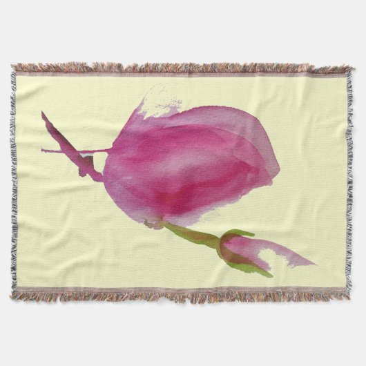 Moderne rosa Magnolia Aquarellkunst Blume Decke (Vorderseite)