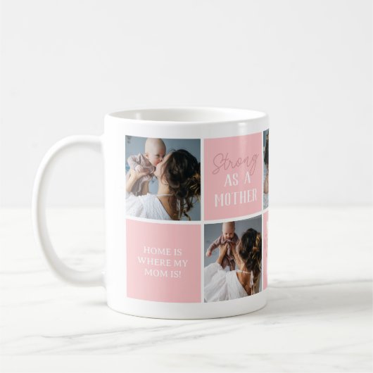 Moderne rosa Mama FotoCollage Kaffeetasse (Links)