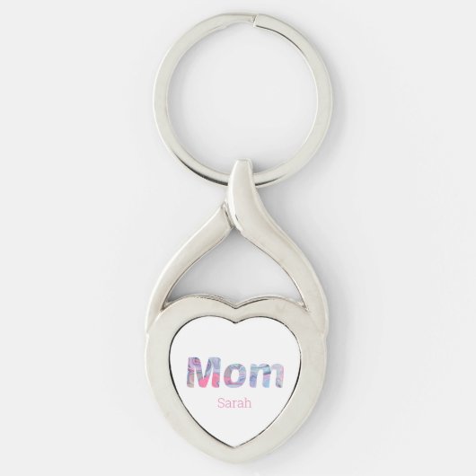Moderne rosa Mama Marmortexturierter Schriftart Mo Schlüsselanhänger (Vorderseite)