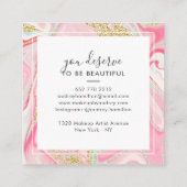 Moderne rosa Marmor schicke Gold elegante Make-up- Quadratische Visitenkarte (Rückseite)