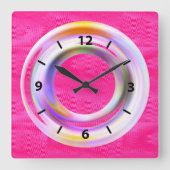 Moderne rosa Metallic Neon Unique Quadratische Wanduhr (Vorderseite)