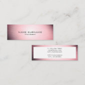 Moderne rosa metallische gebürstete mini visitenkarte (Vorne/Hinten)