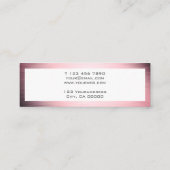 Moderne rosa metallische gebürstete mini visitenkarte (Rückseite)